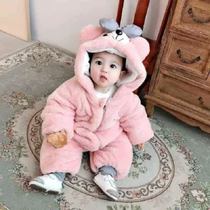 Baby Winter Fleece Jumpsuit With Hood